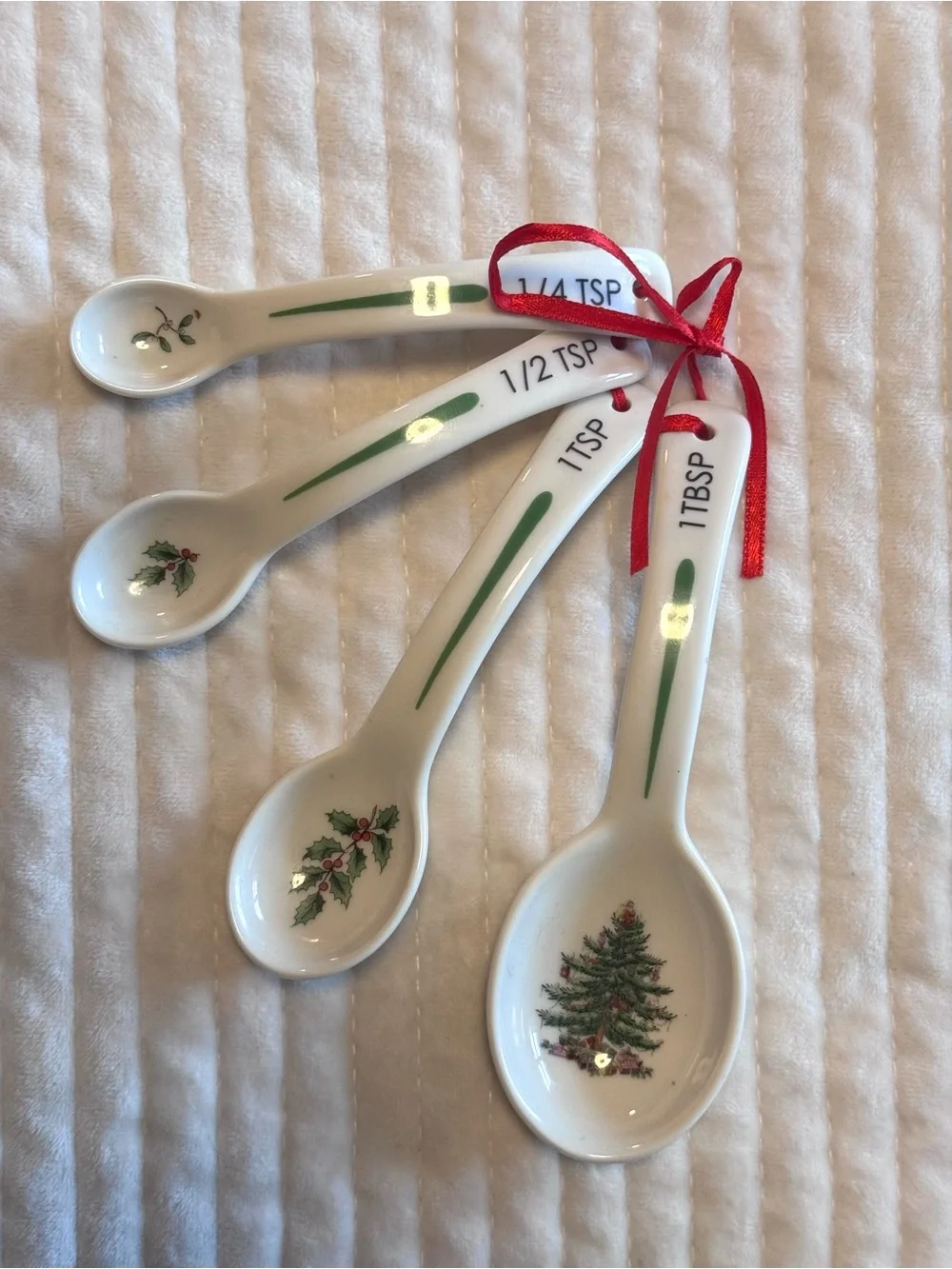 Spode Christmas Tree Ceramic Measuring Spoon Set | Original Box
